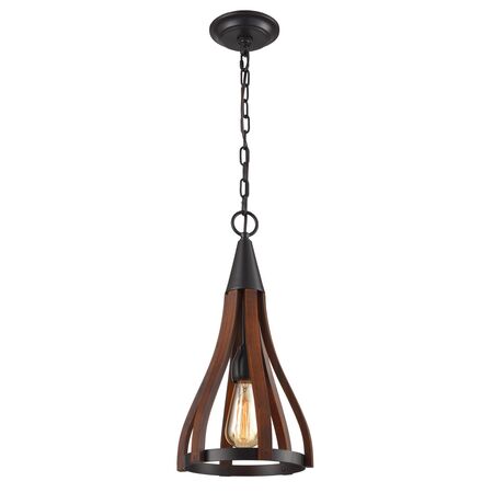 Pendant Light ES Small Bell Dark Red Wood 226mm CLA Lighting