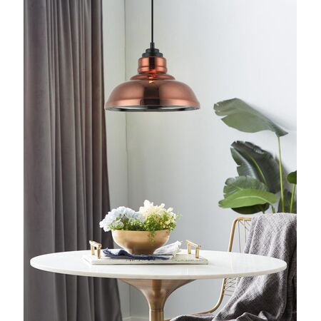 Pendant Light ES Copper Coloured Glass Dome 280mm CLA Lighting