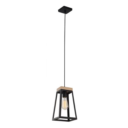 Pendant Light ES Trapezium Wood Matt Black 170mm CLA Lighting