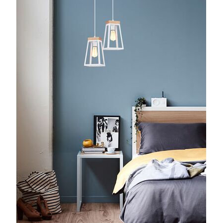 Pendant Light ES Trapezium Wood Matt Black 170mm CLA Lighting