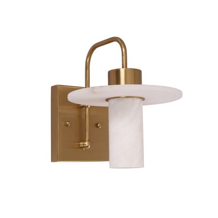 Wall Light SES White Alabaster Cylinder Brass 200mm CLA Lighting