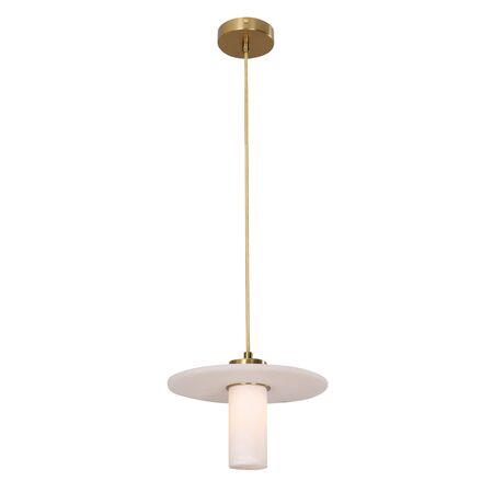 Pendant SES White Alabaster Cylinder Brass 200mm CLA Lighting