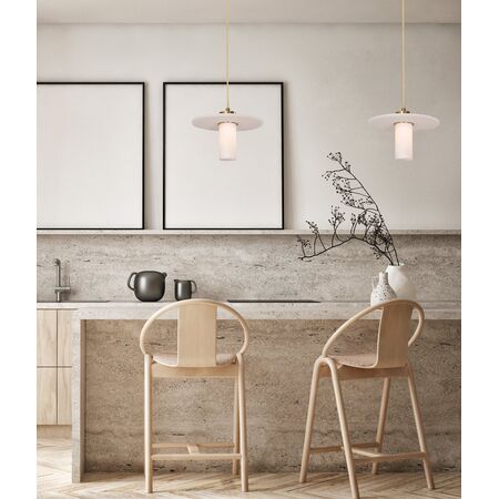 Pendant SES White Alabaster Cylinder Brass 200mm CLA Lighting