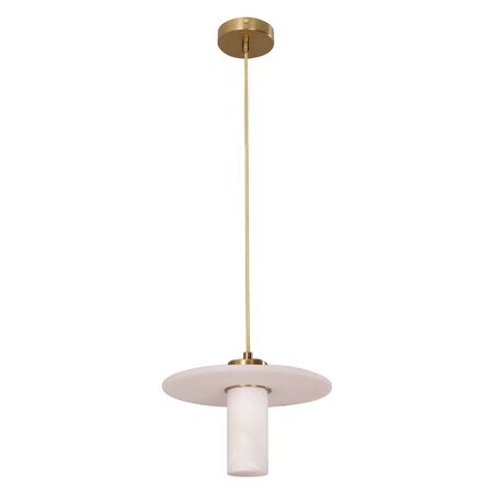 Pendant SES White Alabaster Cylinder Brass 200mm CLA Lighting