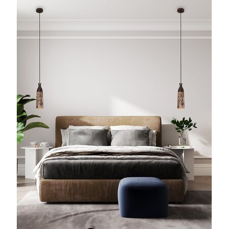 Pendant Light ES Green Marble Cylinder Black 90mm CLA Lighting