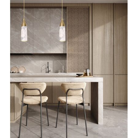 Pendant Light ES Brown Marble Cylinder Bronze 90mm CLA Lighting