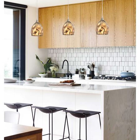 Pendant ES Champagne Dimpled Glass Ellipse 146mm CLA Lighting