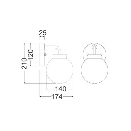 Wall Light ES 1 Light White Alabaster Sphere 140mm CLA Lighting
