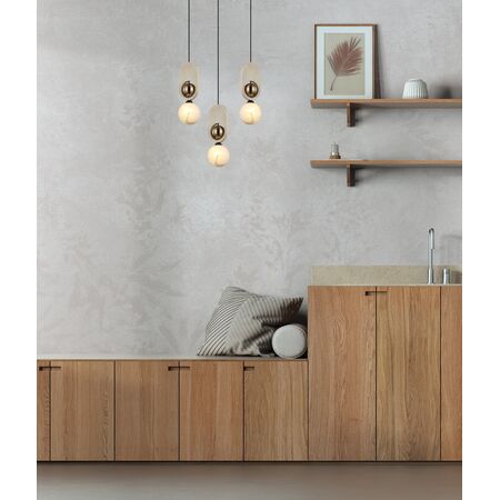 Pendant G9 Opal Diffuser Brass Natural Wood 120mm CLA Lighting