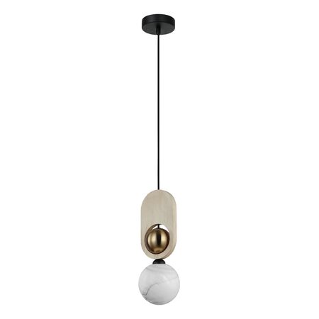 Pendant G9 Opal Diffuser Brass Natural Wood 120mm CLA Lighting