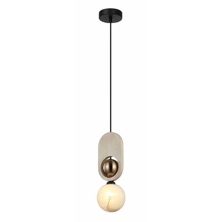 Pendant G9 Opal Diffuser Brass Natural Wood 120mm CLA Lighting
