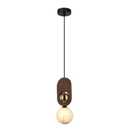 Pendant G9 Opal Diffuser Brass Natural Wood 120mm CLA Lighting