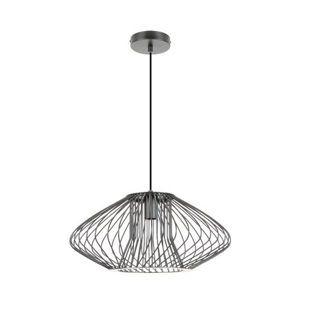Pendant ES Oval Cage Iron Matt Black Small 440mm CLA Lighting