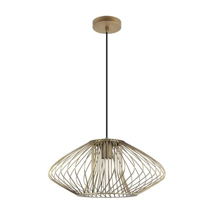Pendant ES Oval Cage Iron Antique Brass Small 440mm CLA Lighting