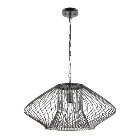 Pendant ES Oval Cage Iron Matt Black Large 600mm CLA Lighting