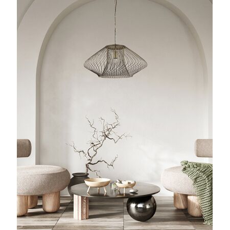 Pendant ES Oval Cage Iron Matt Black Large 600mm CLA Lighting