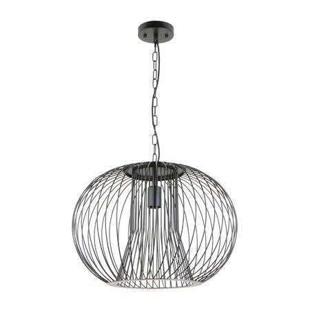 Pendant Light ES Round Cage Iron Matt Black 500mm CLA Lighting