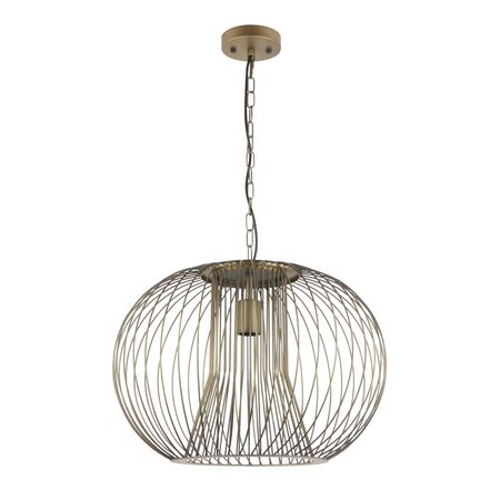 Pendant Light ES Round Cage Iron Matt Black 500mm CLA Lighting