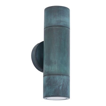 Pillar Light Up Down GU10 Brass Green Patina IP65 CLA Lighting