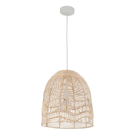 Pendant Light ES Natural Rattan Ellipse White 345mm CLA Lighting