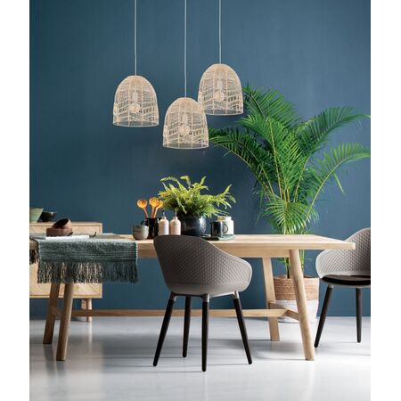 Pendant Light ES Natural Rattan Ellipse White 345mm CLA Lighting
