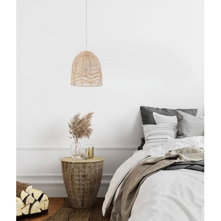 Pendant Light ES Natural Rattan Ellipse White 345mm CLA Lighting