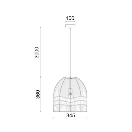 Pendant Light ES Natural Rattan Ellipse White 345mm CLA Lighting