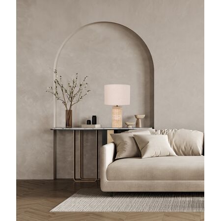 Table Lamp ES Travertine Oblong Cream Drum 250mm CLA Lighting