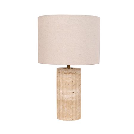 Table Lamp ES Travertine Oblong Cream Drum 350mm CLA Lighting