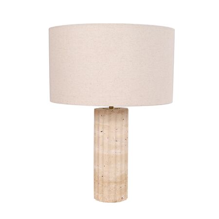 Table Lamp ES Travertine Oblong Cream Drum 250mm CLA Lighting