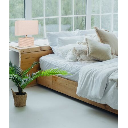 Table Lamp ES Travertine Rectangular Cream 385mm CLA Lighting