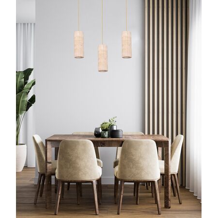 Pendant Light ES Oblong Beige Travertine Brass 100mm CLA Lighting