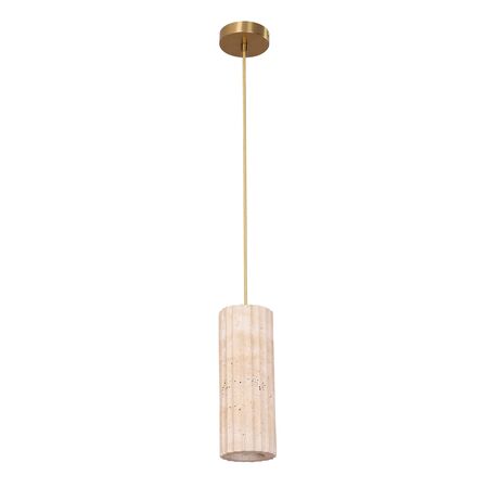 Pendant Light ES Oblong Beige Travertine Brass 100mm CLA Lighting