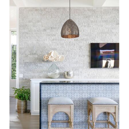 Pendant ES Embossed Ellipse Aged Brass Steel 310mm CLA Lighting