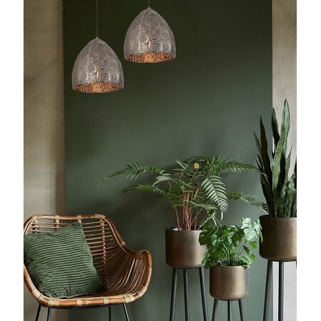 Pendant ES Embossed Ellipse Aged Brass Steel 310mm CLA Lighting