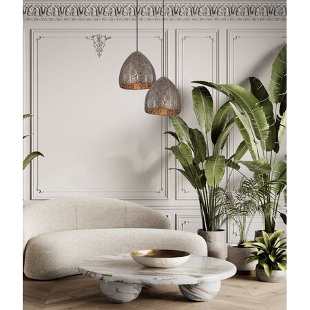 Pendant ES Embossed Ellipse Aged Brass Steel 310mm CLA Lighting
