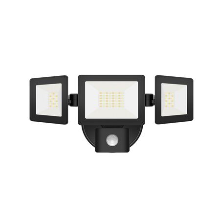 Security Floodlight 30W Tri-Colour Sensor Black IP65 CLA Lighting