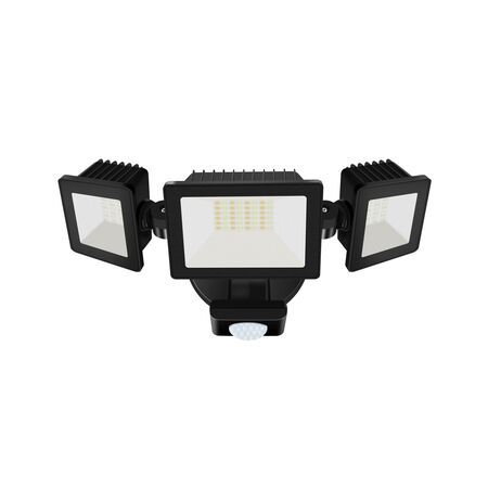 Security Floodlight 30W Tri-Colour Sensor Black IP65 CLA Lighting