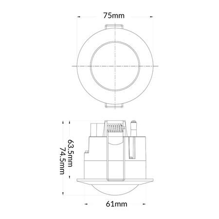 Motion Sensor Recessed 3 Wire 1200W White IP20 CLA Lighting