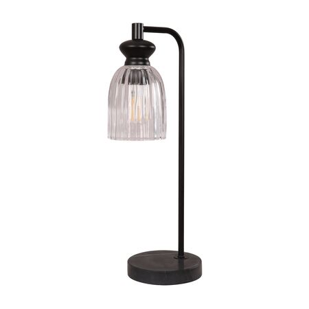 Table Lamp ES Clear Ellipse Glass Shade Black 490mm CLA Lighting