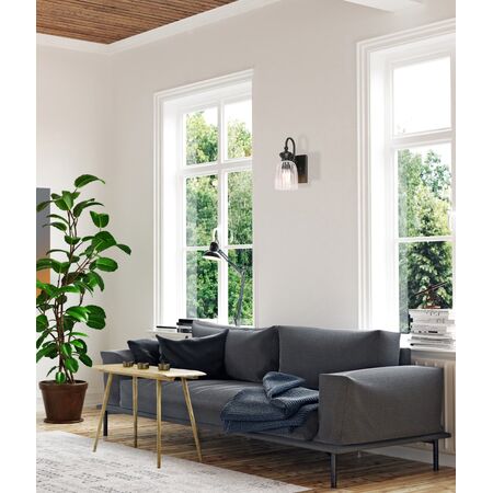 Wall Light ES 1 Light Ellipse Glass Black 120mm CLA Lighting