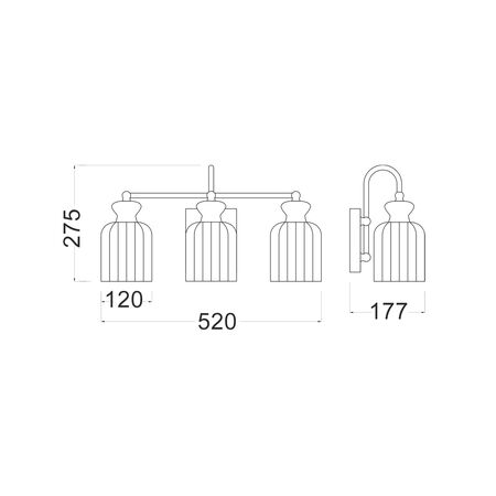 Wall Light ES 3 Light Ellipse Glass Brass 120mm CLA Lighting