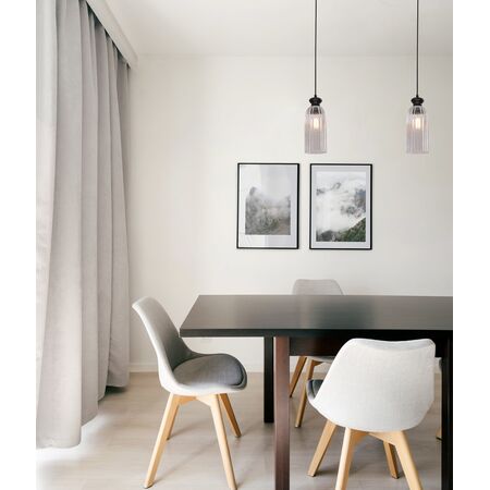 Pendant Light ES Clear Glass Ellipse Black 120mm CLA Lighting
