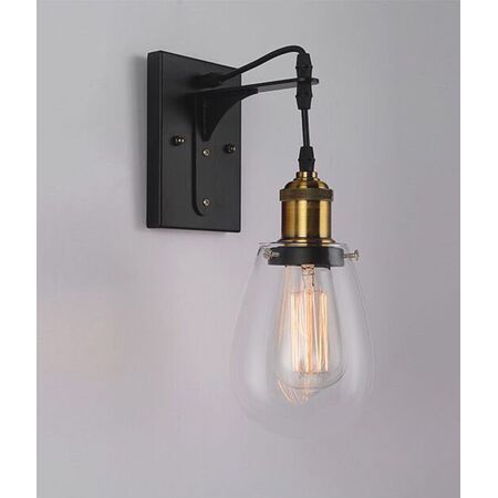 Wall Light ES Pear Clear Glass Antique Brass CLA Lighting