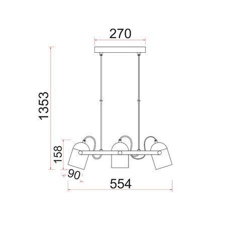 Pendant Light 3 Light ES Ellipse Black Brass 554mm CLA Lighting