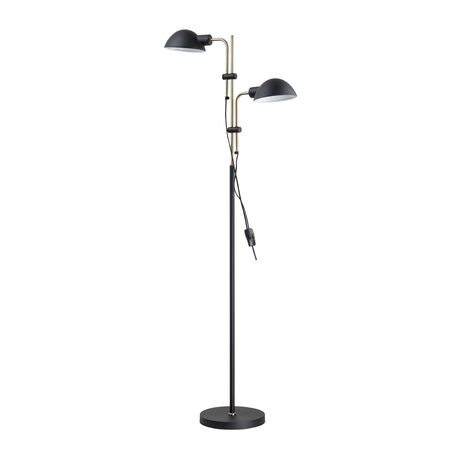 Floor Lamp ES Double Shade Brass Sand Black 160mm CLA Lighting