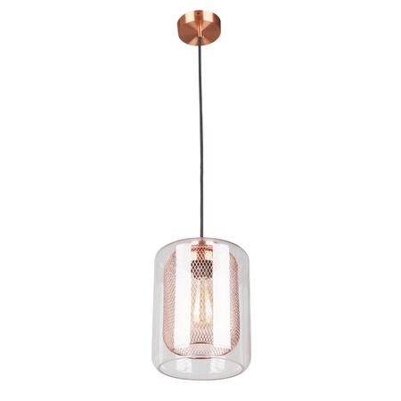 Pendant Light ES Oblong Black Mesh Clear Glass 200mm CLA Lighting