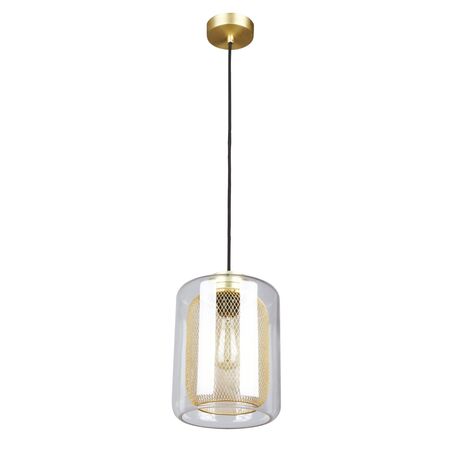 Pendant Light ES Oblong Black Mesh Clear Glass 200mm CLA Lighting