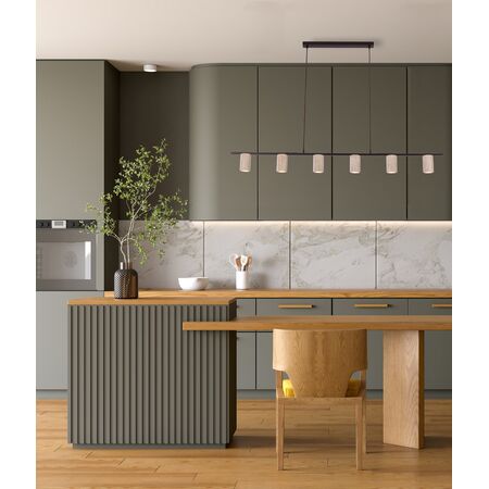 Pendant 6 Light GU10 Linear Beige Travertine 1400mm CLA Lighting