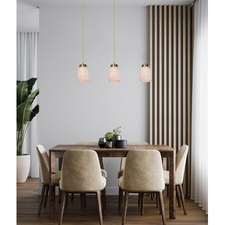 Pendant Light ES Jar White Alabaster Brass 120mm CLA Lighting